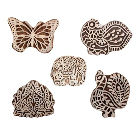 Set of 5 Piece New Mix Wooden Printing Block